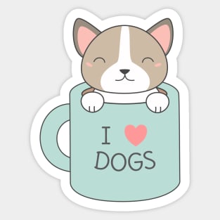 Kawaii and cute I love dogs t-shirt Sticker